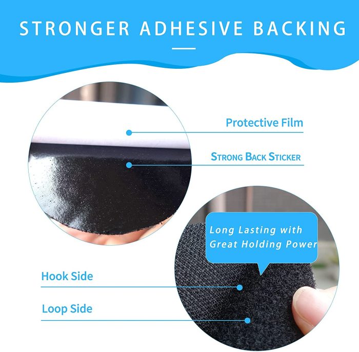 Black Round Size Self Adhesive Tape - 10-Pack Sticky Back Hook Loop Dots - 2.4 Inch Carpet Gripper Pad Double Sided Sticky Tape for Wall Decor or Heavy Duty Tools Hanging