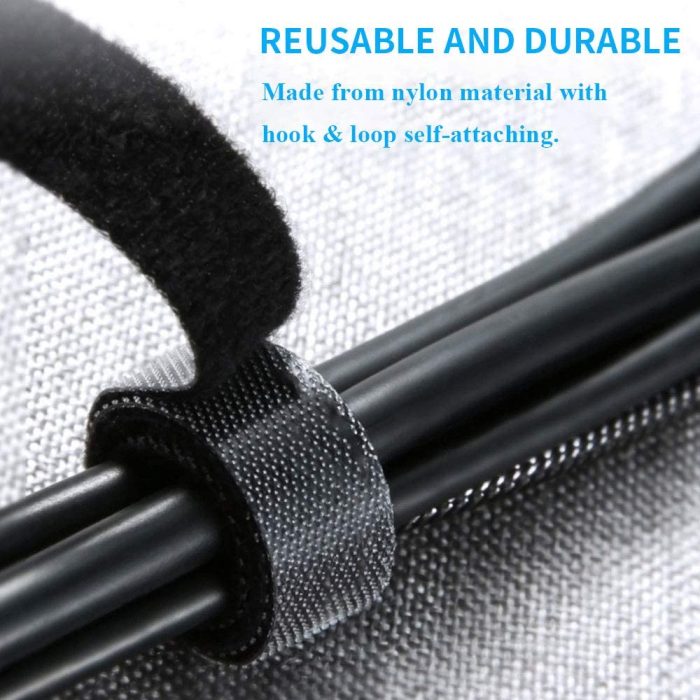 Cable Organizer 16.6 ft x 3 Roll Reusable Cable Straps Cable Clips Cable Ties Hook & Black Organizing Cord Organizer Cable Management Loop Nylon Fastening Tape Wire Organizer for Home, Office : Electronics