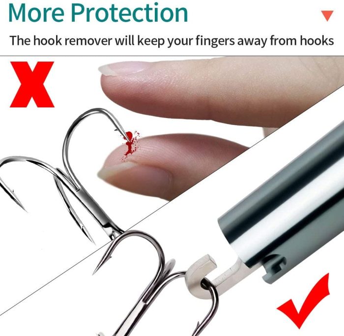 Easy Fish Hook Remover T-Shaped Hook Puller New Fishing Hooks Extractor Hook Removal Tool Squeeze-Out Fishing Hook Separator Fishing Stainless Steel Fishing Tool (Black)