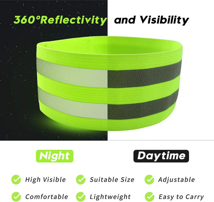 2PCS Reflective Bands for Arm Wrist, Arm, Ankle, Leg, Reflective Gear for Night Running, Walking and Cycling. High Visibility Reflective Running Belt for Men Women Safety Reflector Tape Straps : Sports & Outdoors