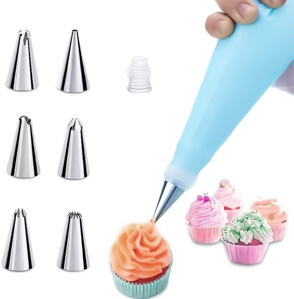 12PCS Cake Decorating Kit Cream Cake Tool Stainless Steel Baking Supplies Icing Tips Piping Bags and Tips Cake Decorating Supplies Kits Easy Storage With Petal-Shaped Box for Baking Decorating Cake