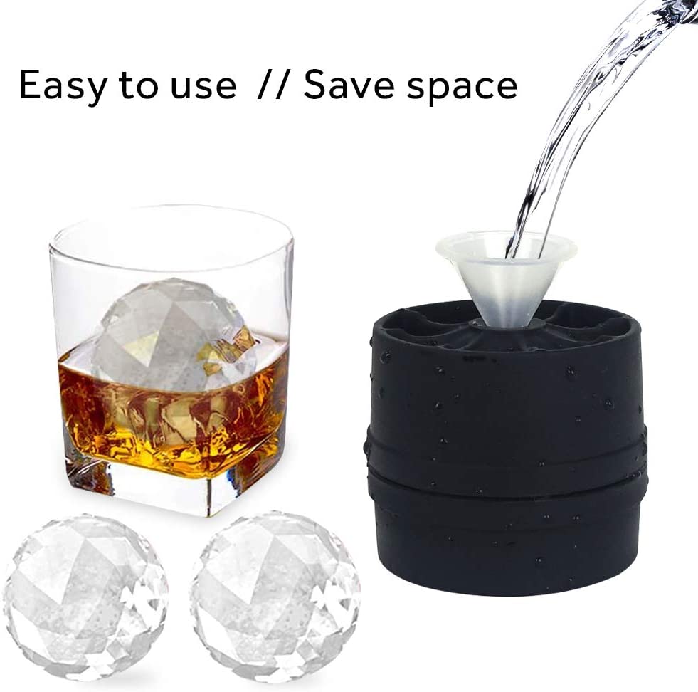 2PCS Ice Cube Frozen Mold Set Silicone Diamond Shape Ice Cubes Stackable ReusableIce Ball Molds Multi-use Storage Containers for Ice Whiskey Candy and Chocolate Home Bar (Blue black): Home & Kitchen