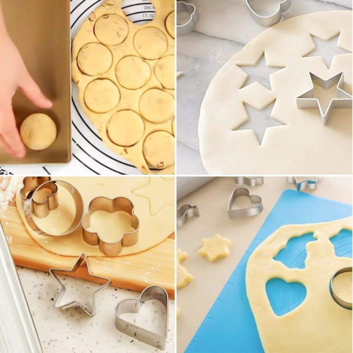 24PCS Mini Cookie Cutter Set Small Molds Stainless Steel Metal Molds Heart Star Flower Geometric Shaped Assorted Sizes for Kitchen Baking Dessert Plating Design and Molding Cake Decoration
