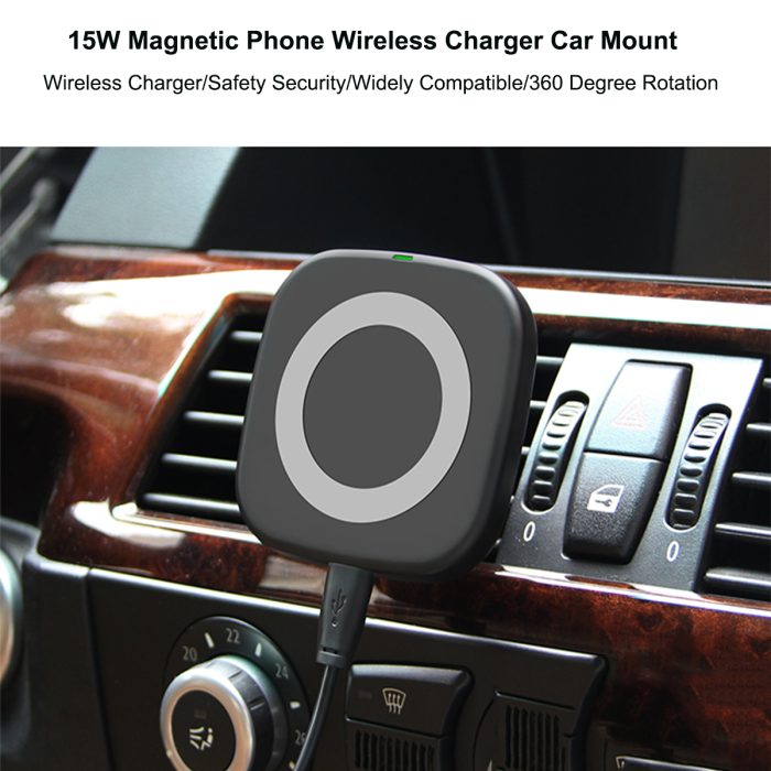 15W Magnetic Wireless Car Charger Mount Holder for iPhone 13/12/ 12 Pro/ 12 Pro Max, Compatible with MagSafe Cases, Car Vent Clamp Charging Pad Phone Charger Stand, Auto-Alignment Magnet Phone Mount