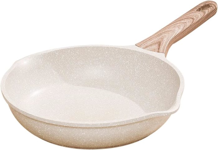 KOLEX Nonstick Frying Pan,Non Stick Granite Fry Pan,Egg Pan,Omelet Pans,Stone Cookware Induction Skillet Pan, PFAS-Free, PFOA Free,Dishwasher Safe(White Granite,11-Inch)
