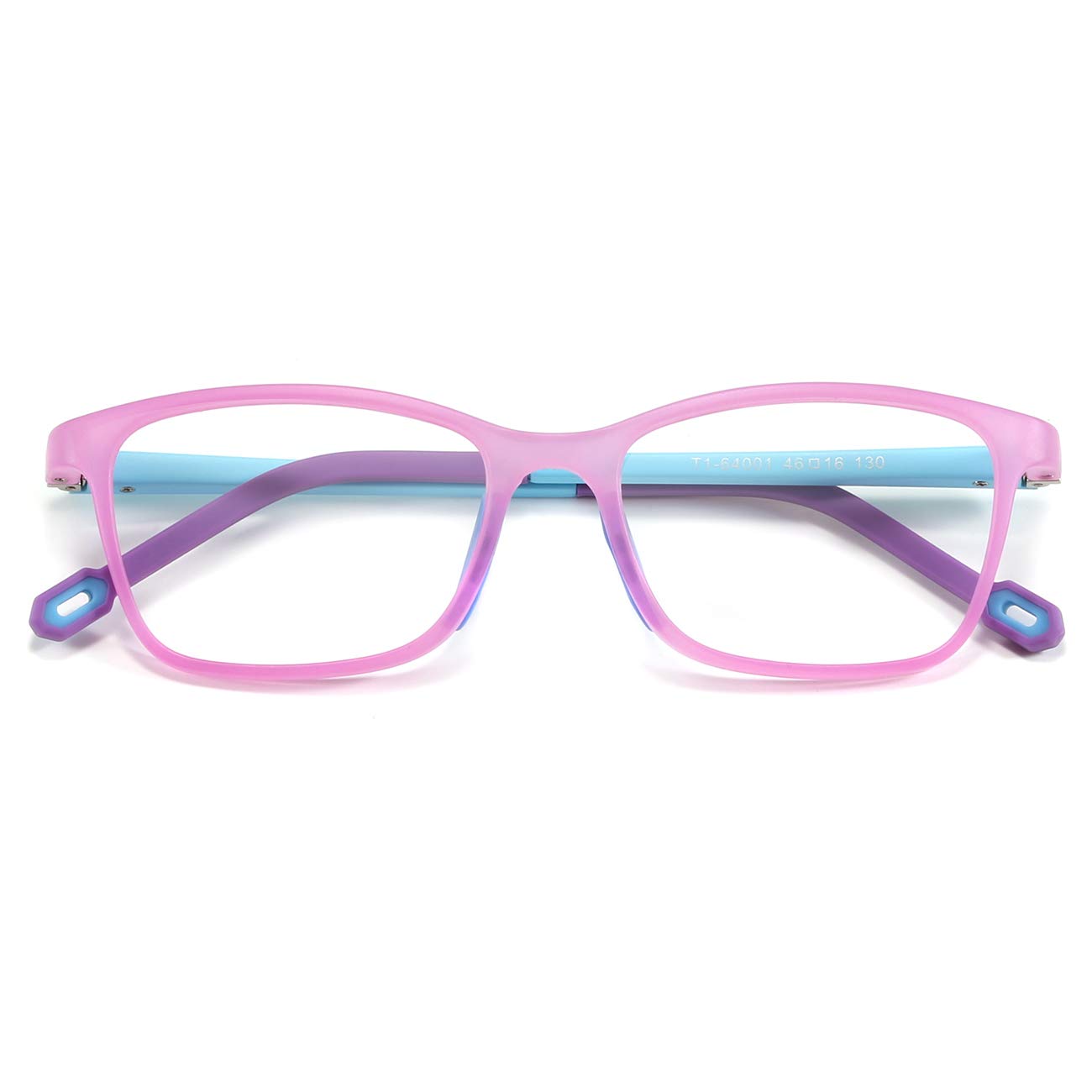 Kids Blue light Glasses, Square Flexible TR90 Frame, Anti Blue Light Anti Eyestrain Anti Glare Anti UV Age 4-10 Purple