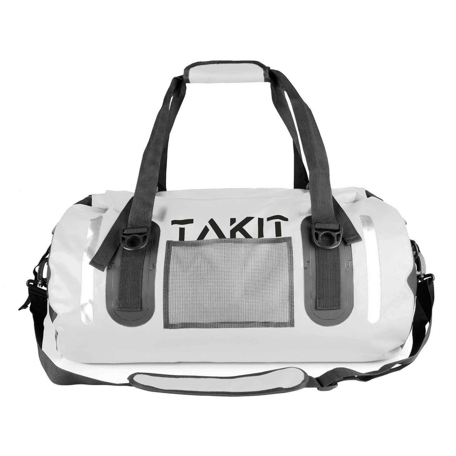 Waterproof Duffle Bag Travel Dry Bag 60L Roll Top 500D PVC for Motorcycle Tail Kayaking Rafting Boating Swimming Camping Hiking Beach Fishing (60L, White)
