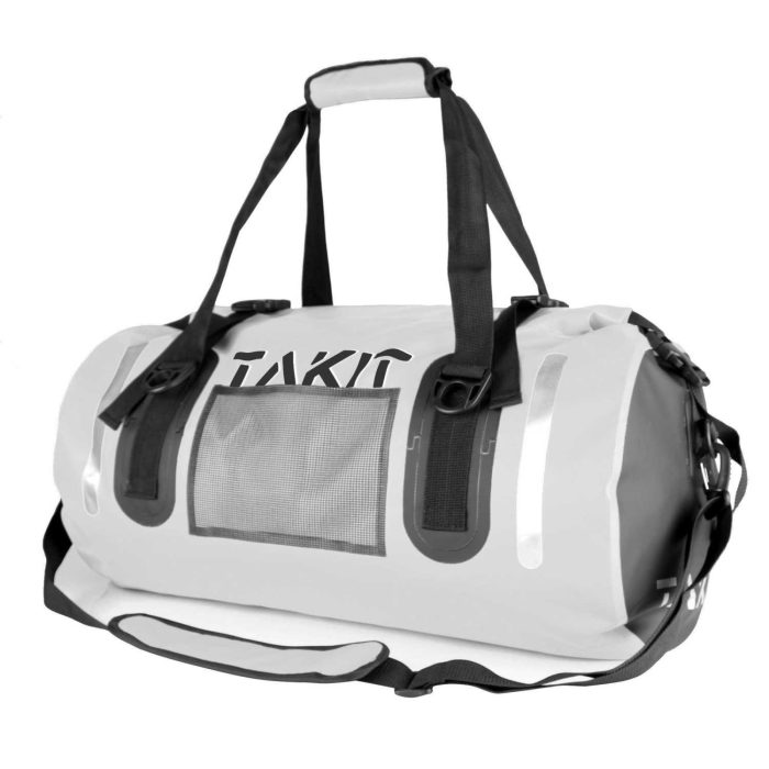 Waterproof Duffle Bag Travel Dry Bag 60L Roll Top 500D PVC for Motorcycle Tail Kayaking Rafting Boating Swimming Camping Hiking Beach Fishing (60L, White)
