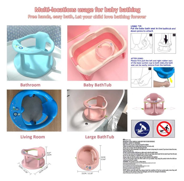 Baby Bathtub Seat for Baby Bath Essentials,Baby Bath Seat for Babies 6 Months & Up,Infant Bath Seat for Sitting Up in Tub, 8 in 1 Baby Bath Set - Value Baby Shower Gifts (Cyan)