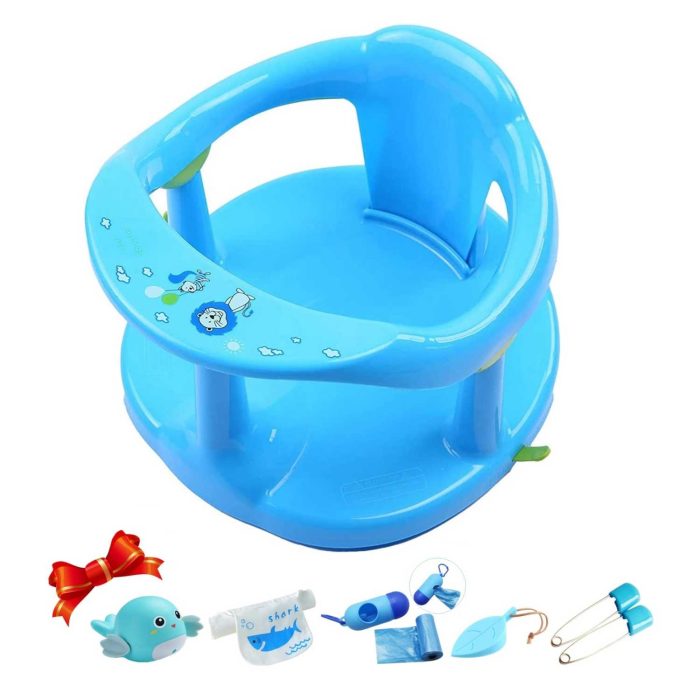 Baby Bathtub Seat for Baby Bath Essentials,Baby Bath Seat for Babies 6 Months & Up,Infant Bath Seat for Sitting Up in Tub, 8 in 1 Baby Bath Set - Value Baby Shower Gifts (Blue)