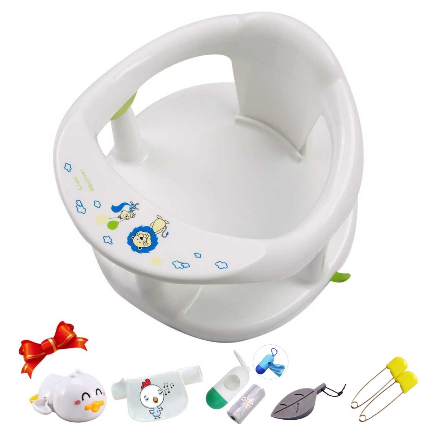 Baby Bathtub Seat for Baby Bath Essentials,Baby Bath Seat for Babies 6 Months & Up,Infant Bath Seat for Sitting Up in Tub, 8 in 1 Baby Bath Set - Value Baby Shower Gifts (White)