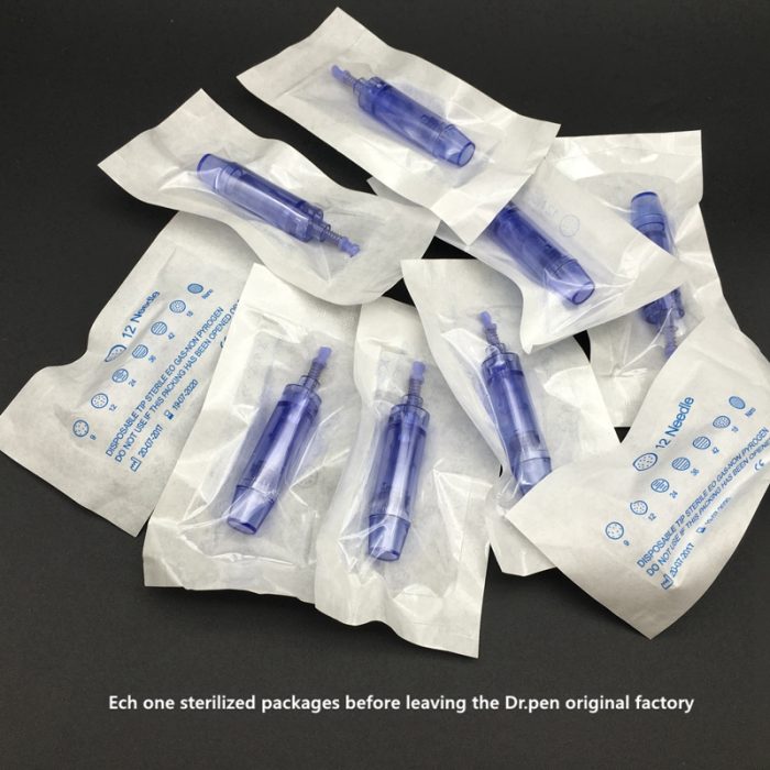 Med SPA Care® Disposable Replacement Cartridges - Fit for Derma Pen Dr.pen Ultima A1 Electric Skin Care Device Dermapen Permanent Makeup Pen (12 Pins, A1 Blue 0.25mm 50pcs)