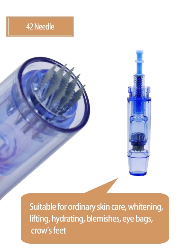 Med SPA Care® Disposable Replacement Cartridges - Fit for Derma Pen Dr.pen Ultima A1 Electric Skin Care Device Dermapen Permanent Makeup Pen (42 Pins, A1 Blue 0.25mm 50pcs)