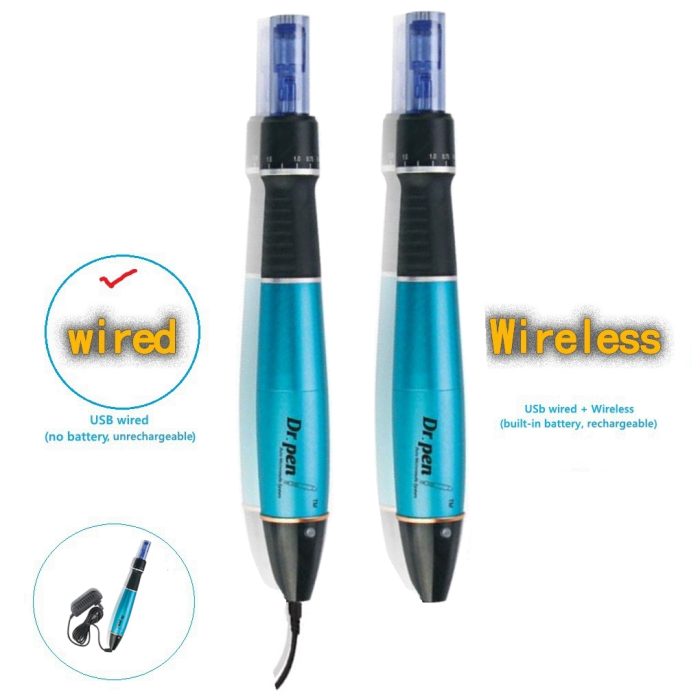 Med SPA Care® Dr Pen Ultima A1 Rechargeable Skincare System Dr.pen Dermapen Permanent Makeup Pen w/ Ultima A1 Derma Pen Cartridges 0.01~0.25mm (A1-W, Blue)