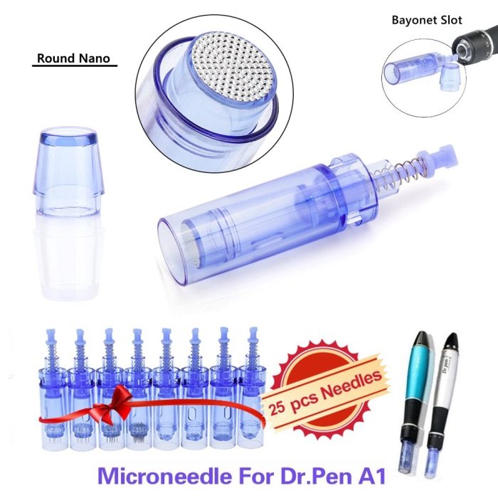 Med SPA Care® Disposable Replacement Cartridges - Fit for Derma Pen Dr.pen Ultima A1 Electric Skin Care Device Dermapen Permanent Makeup Pen (5D Nano, A1 Blue 0.01mm 25pcs)
