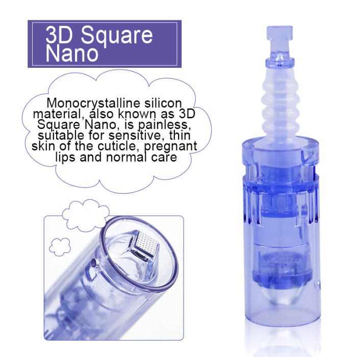 Med SPA Care® Disposable Replacement Cartridges 0.01mm~0.25mm - Fit for Dr.pen Derma Pen Ultima A6 Electric Skin Care Device Dermapen Permanent Makeup Pen (3D Nano, A6 Blue 0.01mm 25pcs)