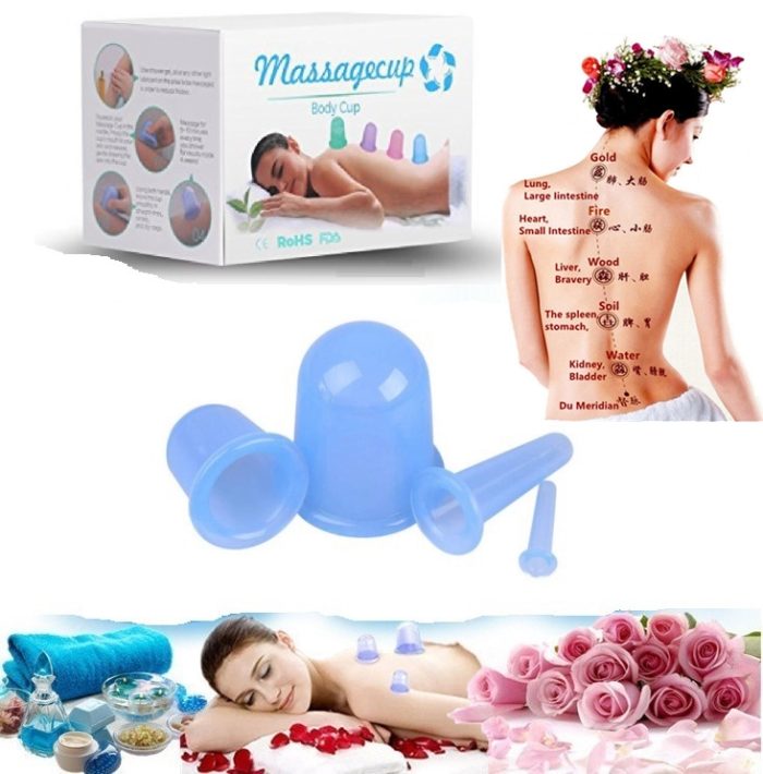 Med SPA Care Silicone Cups Cupping Set/Vacuum Suction Cup Massage Cupping Therapy Set,Butt Massager/Anti Cellulite Cup - for Cellulite Remove,Exfoliating,Muscle,Nerve Joint Pain Relief (Blue)