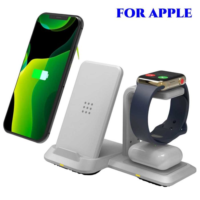 30W 3 in 1 Wireless Charger Dock Station for iPhone 12 13 iWatch 7 Airpods Pro Samsung S22 S21 Galaxy Watch 4 Auds Fast Chargers (for Apple White)