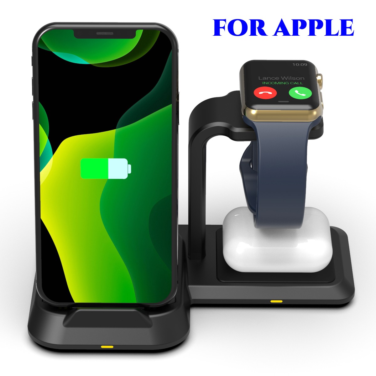 30W 3 in 1 Wireless Charger Dock Station for iPhone 12 13 iWatch 7 Airpods Pro Samsung S22 S21 Galaxy Watch 4 Auds Fast Chargers (for Apple Black)
