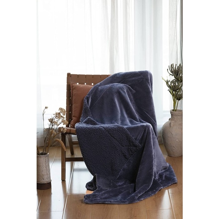 KOHONE Sherpa Soft Throw & Blanket for Couch 60 inch X 50 inch, Thick Warm Fuzzy Cozy Throws Blankets for Bed, Sofa and Travel, Reversible Plush Fleece Blankets