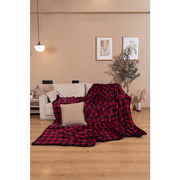 KOHONE Sherpa Soft Throw & Blanket for Couch 90 inch X 90 inch, Thick Warm Fuzzy Cozy Throws Blankets for Bed, Sofa and Travel, Reversible Plush Fleece Blankets