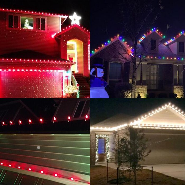 Yukrilt All-Purpose Christmas Light Clips, 100 Pieces Outdoor Holiday Light Clips, Universal Shingles & Gutters Clips for Mini, C6, C7, C9, Icicle Lights