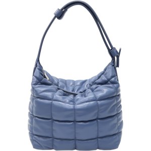 Top Handle Quilted handbags for women, Small Lightweight PU Leather Satchel Shoulder Bags (Denim)