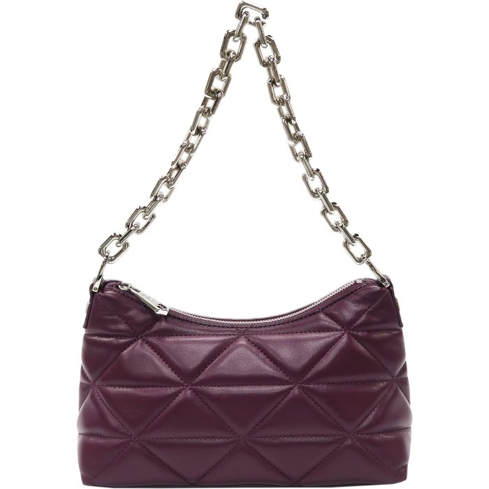 Shoulder Bag Small Purses and Handbags for Women, Lattice Faux Leather shoulder Handbag with Chain Strap (Grape)