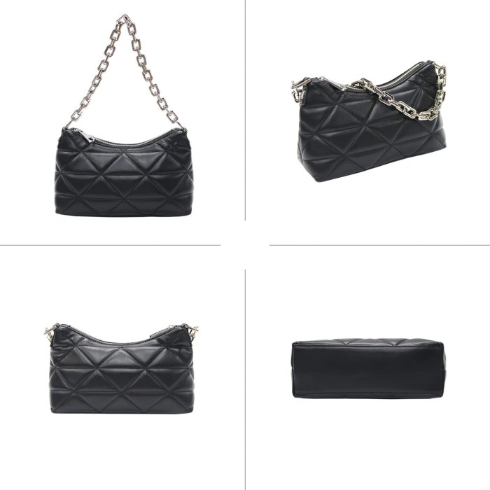 Shoulder Bag Small Purses and Handbags for Women, Lattice Faux Leather shoulder Handbag with Chain Strap (Grape)