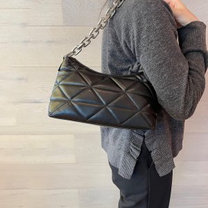 DE'EMILIA CONCEPT Shoulder Bag Small Purses and Handbags for Women, Lattice Faux Leather shoulder Handbag with Chain Strap (Grape)