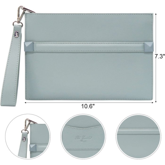 Women's Wristlet Clutch, Palm Embossed Imitation Leather Cell Phone Wallet Purse, Zipper Closure (Baby Blue)