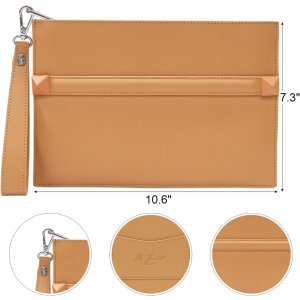 Women's Wristlet Clutch, Palm Embossed Imitation Leather Cell Phone Wallet Purse, Zipper Closure (Latte)