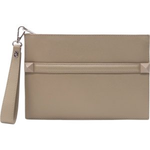 Women's Wristlet Clutch, Palm Embossed Imitation Leather Cell Phone Wallet Purse, Zipper Closure (Taupe)