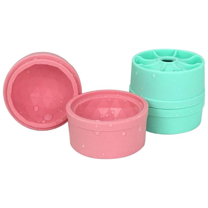 2PCS Ice Cube Frozen Mold Set Silicone Diamond Shape Ice Cubes Stackable ReusableIce Ball Molds Multi-use Storage Containers (Pink Green)