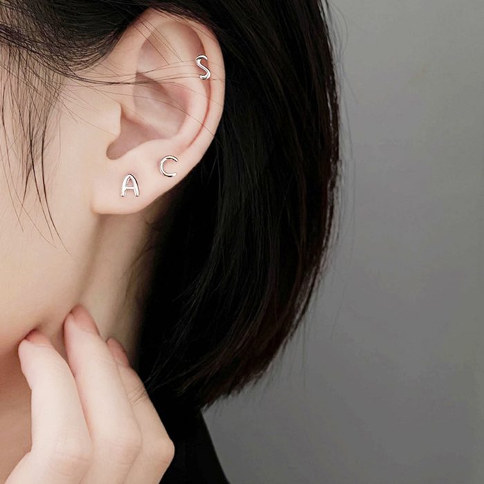 Initial Earrings for Teen Girls Women | Hypoallergenic Sterling Silver Post Stud Earrings Birthday Gifts for Her…