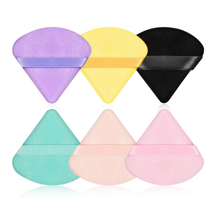 Powder Puff,6 Pcs Powder Puffs for Face Powder,Supper Soft Velour Triangle Powder Puff-for Loose Powder Foundation Application Reusable-Wet-Dry Cosmetics Makeup Tools(Multicolored)…