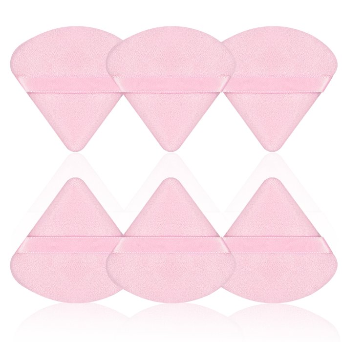 Triangle Powder Puff,6 Pcs Pink Powder Puffs for Face Powder,Supper Soft Velour Makeup Puff- for Loose Powder Mineral Powder Foundation Application Easy-to-use Makeup Tools(Pink)…
