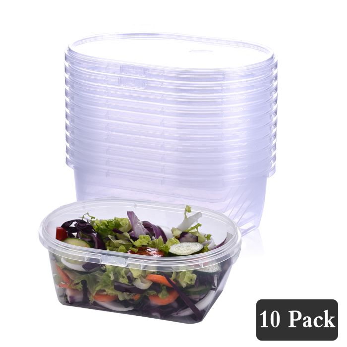 SHPii 38 oz Oval Shaped Clear DeliContainers with Lids,BPA-Free, Freezer and Microwave Safe Food Storage Containers, Reusable, Meal Prep, Take-out, Restaurant Supplies.(10 packs)