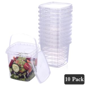 SHPii 30 oz. Square Clear Deli Containers with Lids, BPA-Free, Freezer and Microwave Safe Food Storage Containers, Reusable, Meal Prep, Take-out, Restaurant Supplies.(10 packs)