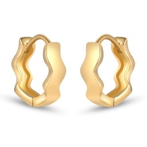 Ufist Small Hoop Earrings for Women - 14K Real Gold Plated Wavy Huggie Earrings for Women Gold Hoops Earrings for Women Girls Gold Jewelry