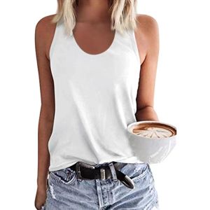Woffccrd Womens Tank Tops Summer Sleeveless Shirts Casual O-Neck Cami Shirts Summer T Shirts Basic Tops